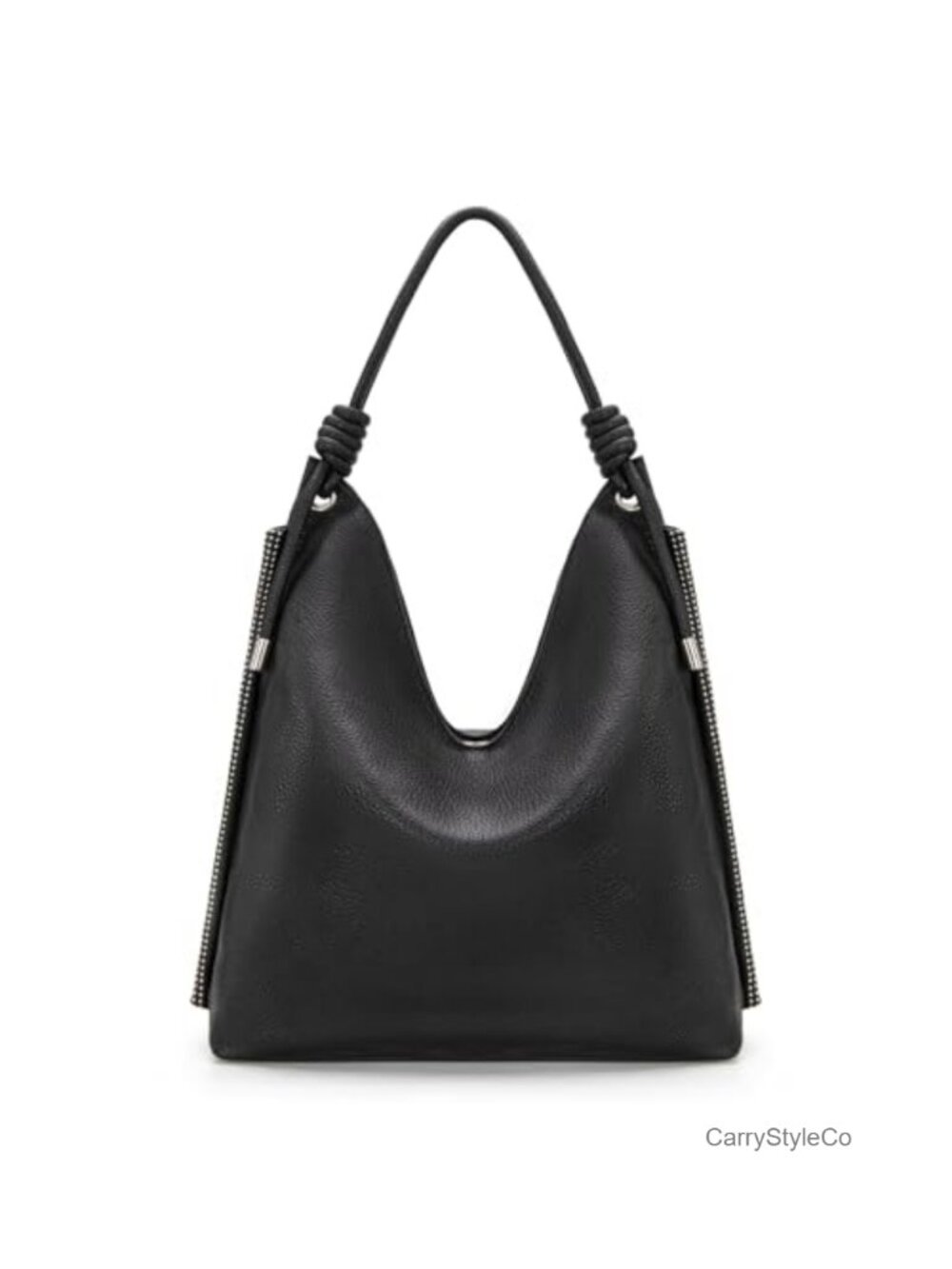 Slouchy Vegan Leather Hobo Shoulder Bag Knotted Handle Large